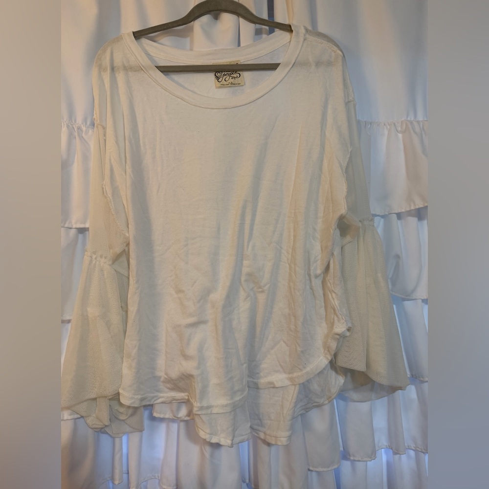 Free People Cream Long Sleeve Top